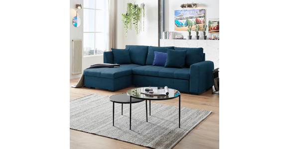 ECKSOFA inkl.Funktionen Blau Webstoff  - Blau/Schwarz, Design, Kunststoff/Textil (158/238cm) - Xora