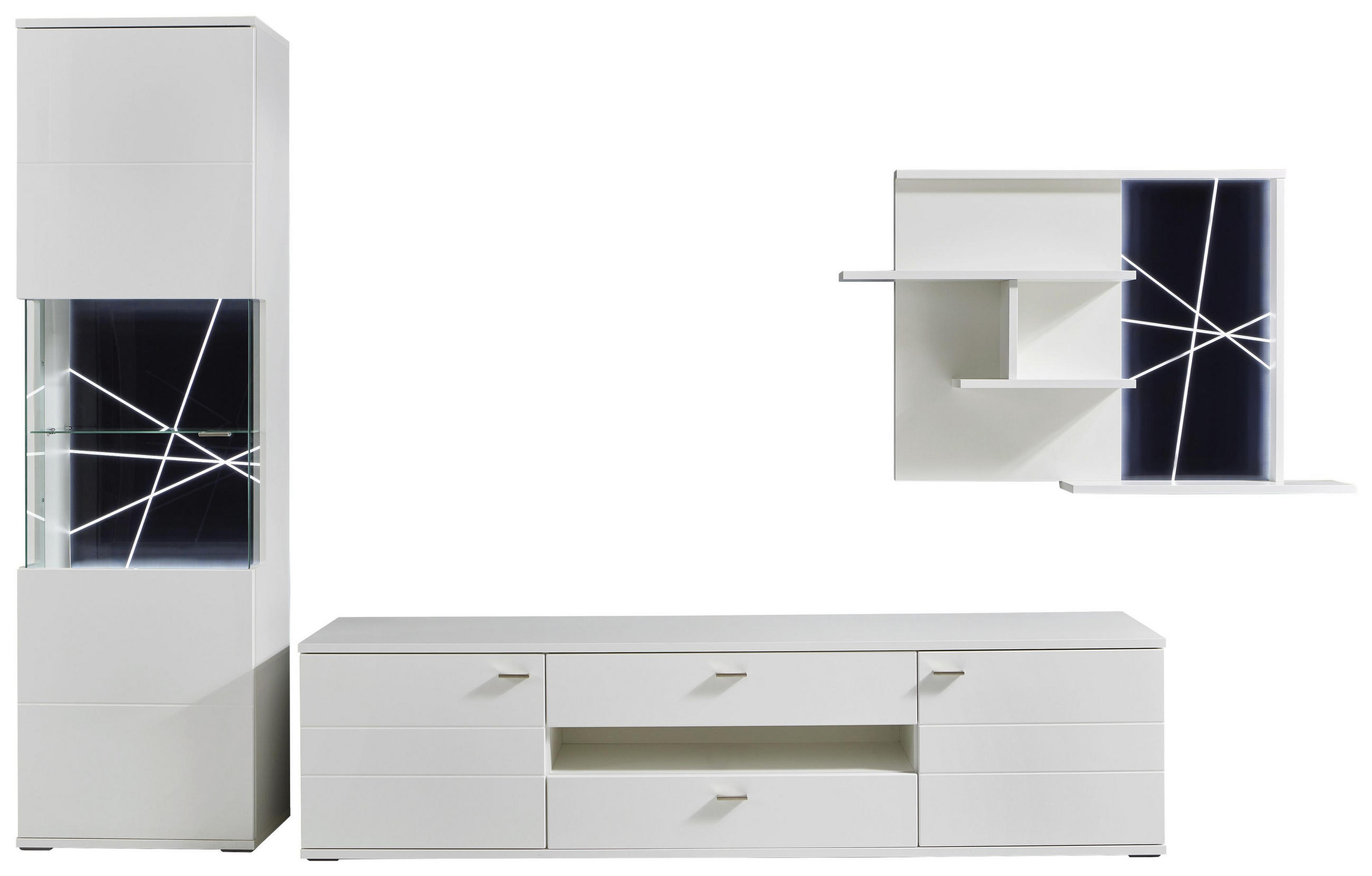 Wohnwand in Schwarz, Weiß