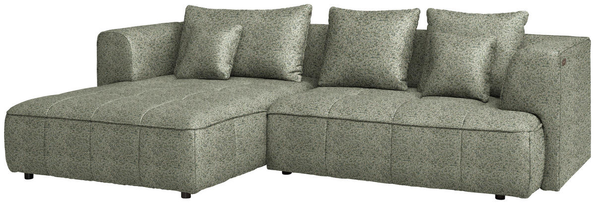 ECKSOFA Webstoff Khaki  - Khaki/Schwarz, Design, Kunststoff/Textil (188/288cm) - Welnova