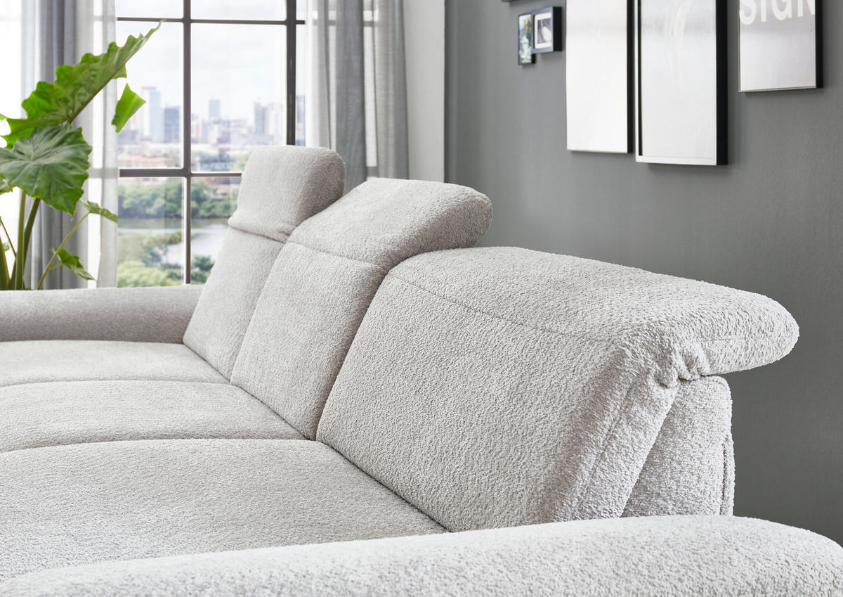 SJEDEĆA GARNITURA tekstil  srebrne boje   - srebrne boje/crna, Moderno, tekstil (345/191cm) - Beldomo Comfort