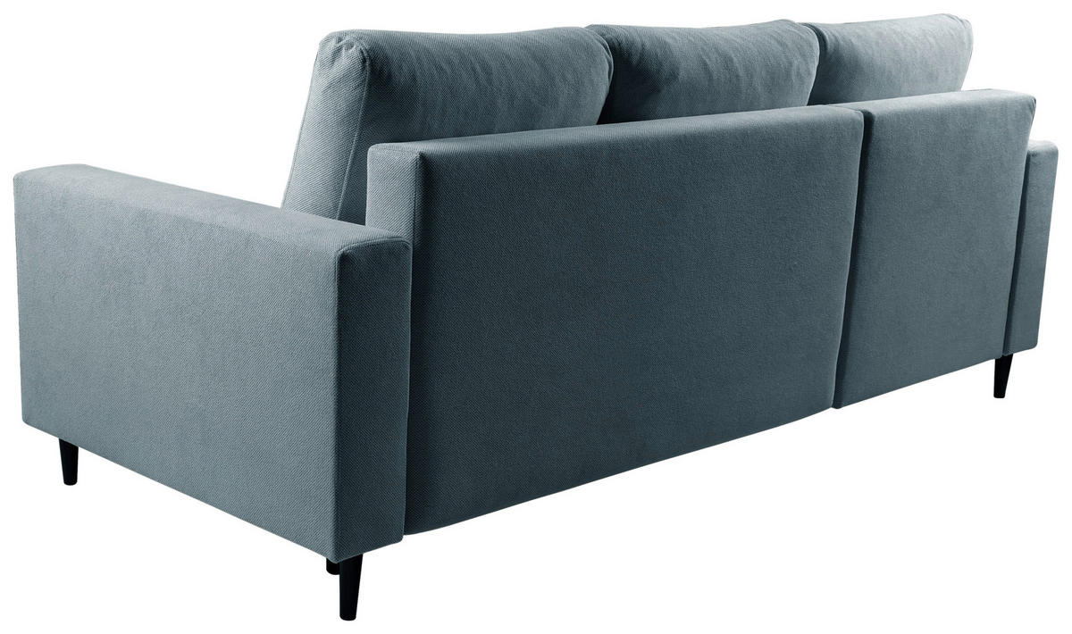 ECKSOFA in Struktur Dunkelgrau  - Dunkelgrau/Schwarz, Modern, Holz/Kunststoff (145/230cm) - MID.YOU