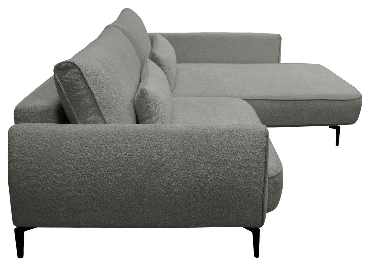 ECKSOFA in Bouclé Grau  - Creme/Schwarz, Design, Textil/Metall (273/204cm) - MID.YOU