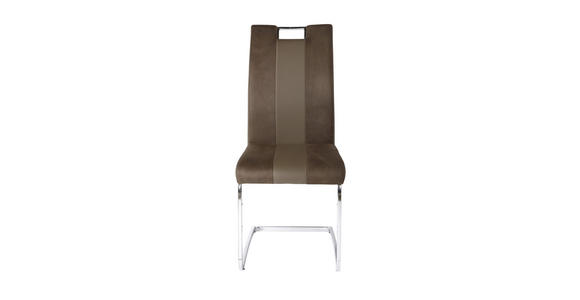 SCHWINGSTUHL in Stahl Lederlook, Mikrofaser - Chromfarben/Hellbraun, Design, Textil/Metall (42,50/99,50/56cm) - Carryhome