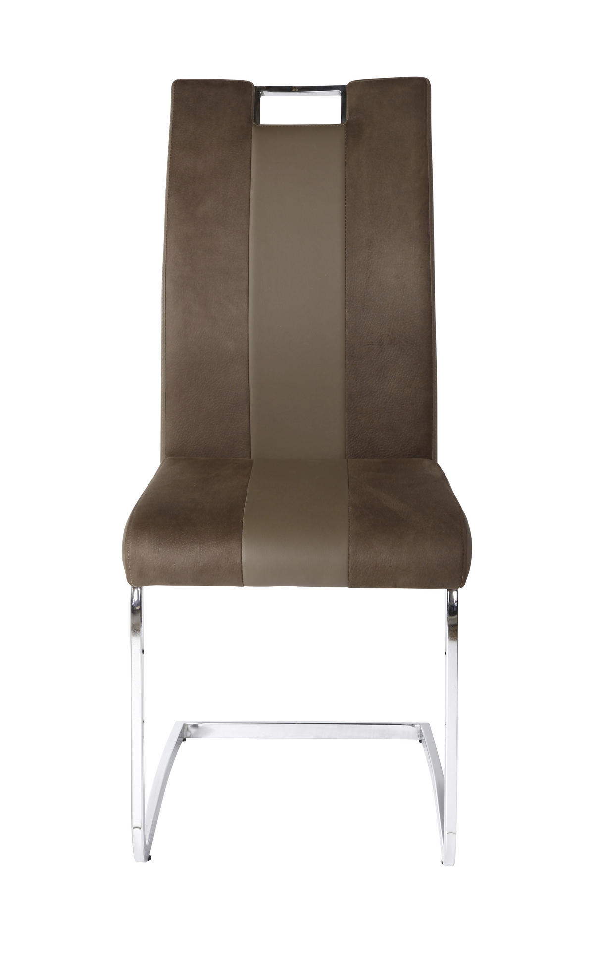 SCHWINGSTUHL  in Stahl Lederlook, Mikrofaser  - Chromfarben/Hellbraun, Design, Textil/Metall (42,50/99,50/56cm) - Carryhome