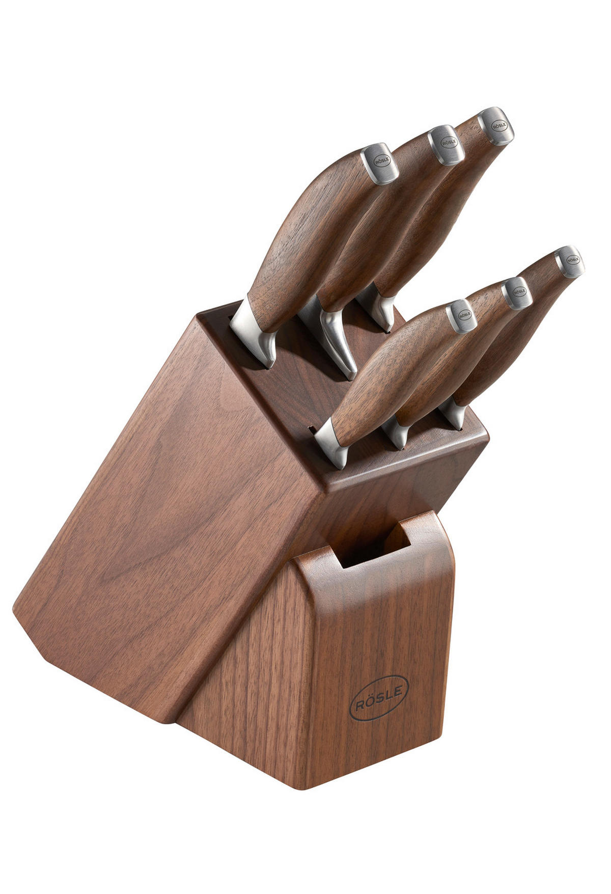 MESSERBLOCK 7-teilig  - Walnussfarben, Design, Holz (12,5/25,0/36,0cm) - Rösle