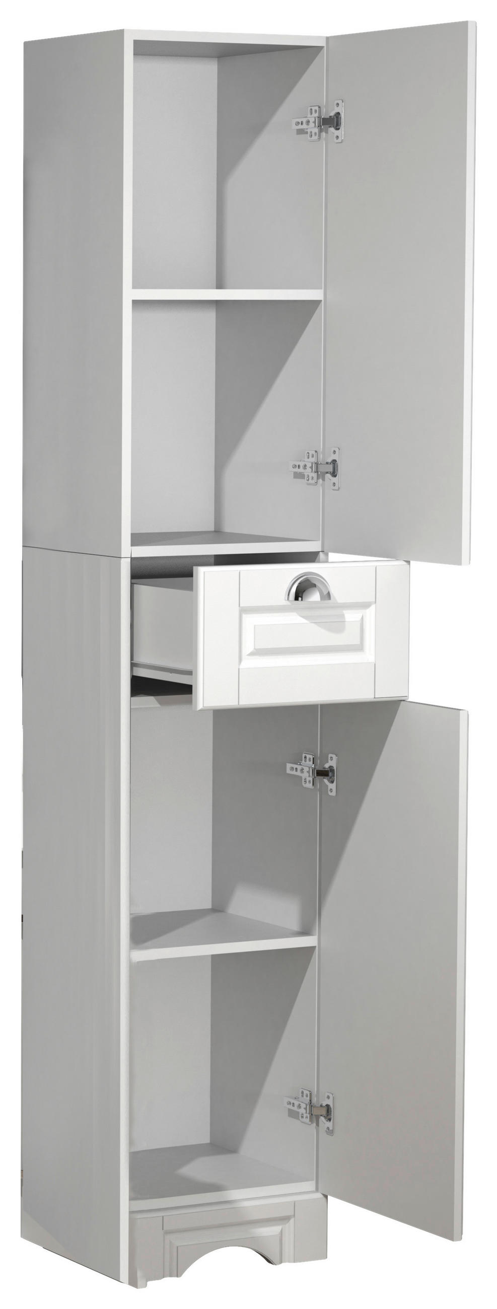 HOCHSCHRANK 35/180/31,6 cm  - Weiss/Silberfarben, Modern, Holzwerkstoff/Metall (35/180/31,6cm) - MID.YOU