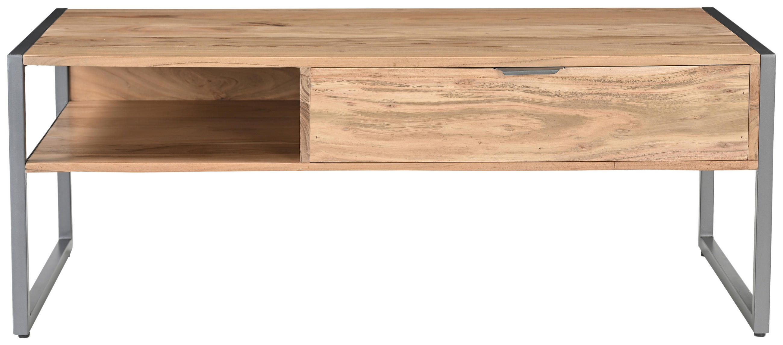 COUCHTISCH Coswig Akazie vollmassiv 120/60/45 cm rechteckig Naturfarben  - Naturfarben/Grau, KONVENTIONELL, Holz/Metall (120/60/45cm) - Livetastic