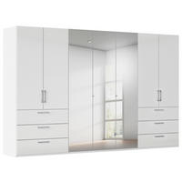 DREHTÜRENSCHRANK 350/235/61 cm,  in Weiß, Weiß Hochglanz, 7-türig  - Chromfarben/Edelstahlfarben, Basics, Glas/Holzwerkstoff (350/235/61cm) - Novel