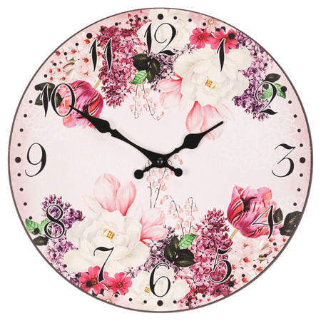 NÁSTENNÉ HODINY, pink, 34 cm - pink, Design, kompozitné drevo (34cm)