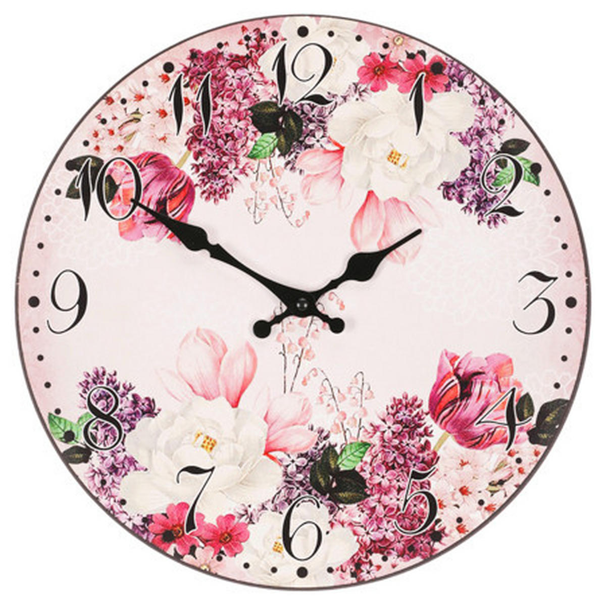 NÁSTENNÉ HODINY, pink, 34 cm - pink, Design, kompozitné drevo (34cm)
