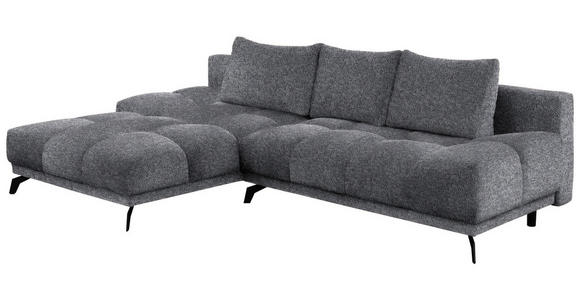 ECKSOFA in Chenille Dunkelgrau  - Dunkelgrau/Schwarz, MODERN, Textil/Metall (182/290cm) - Hom`in