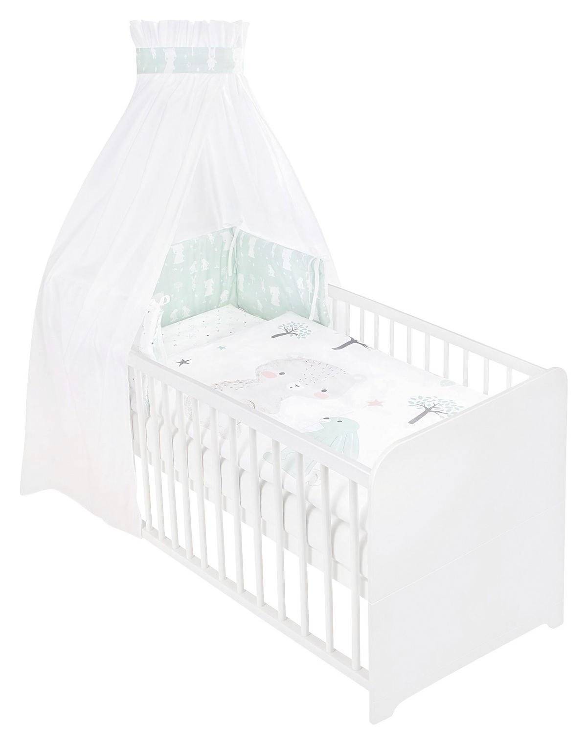 GITTERBETTSET - Weiss/Mintgrün, Basics, Textil - Zöllner