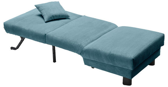 SCHLAFSESSEL Cord Petrol Fußauswahl, Stoffauswahl, Liegefunktion Zierkissen  - Petrol/Schwarz, Design, Textil/Metall (85/85/100cm) - Carryhome