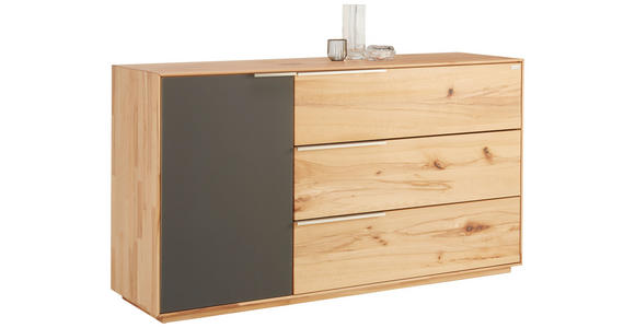 SIDEBOARD Wildkernbuche massiv Anthrazit, Buchefarben Einlegeboden  - Anthrazit/Buchefarben, KONVENTIONELL, Glas/Holz (150/82/42cm) - Valnatura