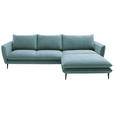 ECKSOFA  in Webstoff Blaugrau  304/196 cm  - Blaugrau/Schwarz, KONVENTIONELL, Textil/Metall (304/196cm) - Hom`in
