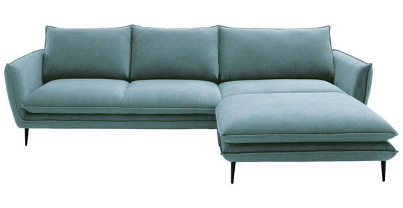 ECKSOFA  in Webstoff Blaugrau  304/196 cm  - Blaugrau/Schwarz, KONVENTIONELL, Textil/Metall (304/196cm) - Hom`in
