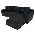 ECKSOFA in Samt Dunkelgrau  - Chromfarben/Dunkelgrau, KONVENTIONELL, Kunststoff/Textil (293/195cm) - Carryhome