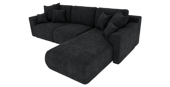 ECKSOFA in Samt Dunkelgrau  - Chromfarben/Dunkelgrau, KONVENTIONELL, Kunststoff/Textil (293/195cm) - Carryhome