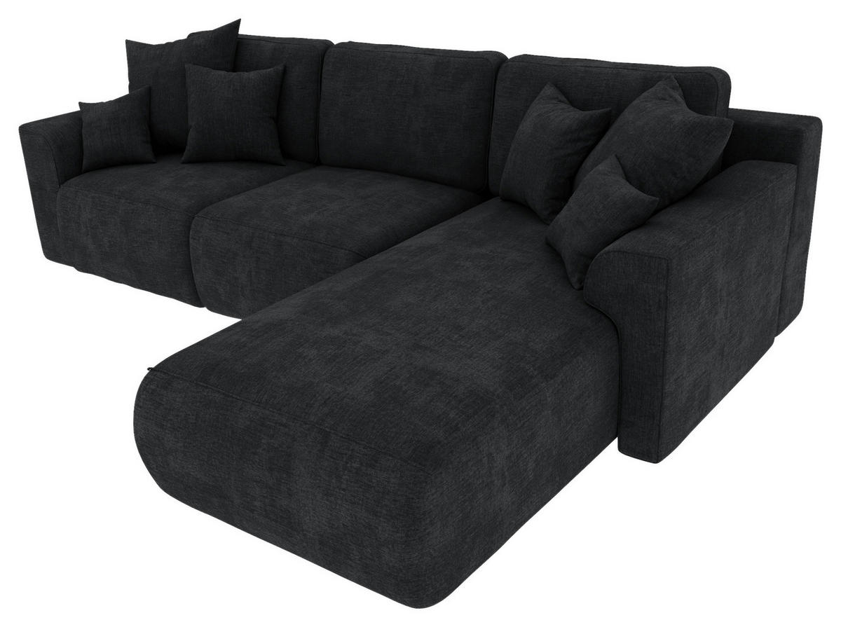 ECKSOFA Dunkelgrau Samt  - Chromfarben/Dunkelgrau, KONVENTIONELL, Kunststoff/Textil (293/195cm) - Carryhome