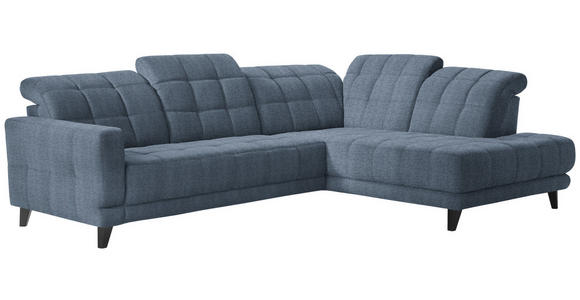 ECKSOFA in Webstoff Blau  - Blau/Schwarz, Design, Holz/Textil (302/216cm) - Xora