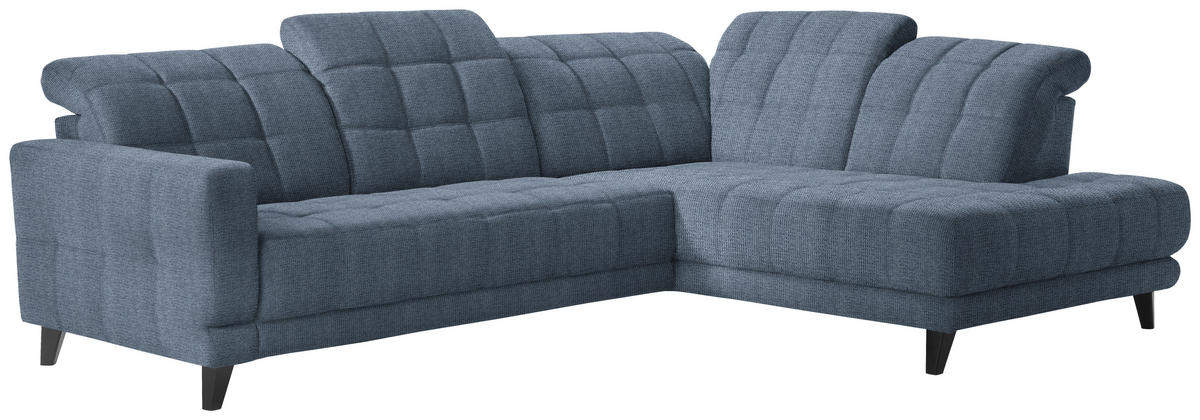 ECKSOFA in Webstoff Blau  - Blau/Schwarz, Design, Holz/Textil (302/216cm) - Xora