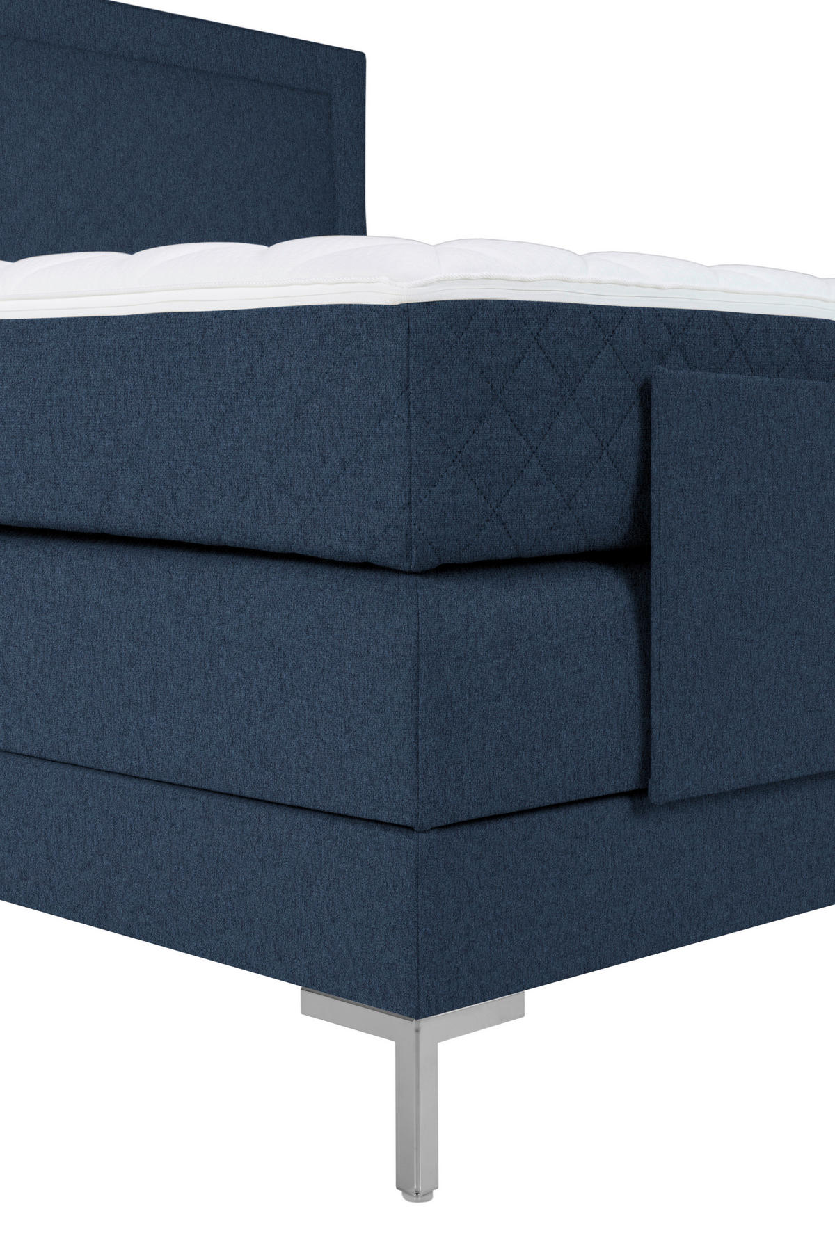 BOXSPRINGBETT 160/200 cm  in Blau  - Blau/Alufarben, Design, Textil/Metall (160/200cm) - Welnova