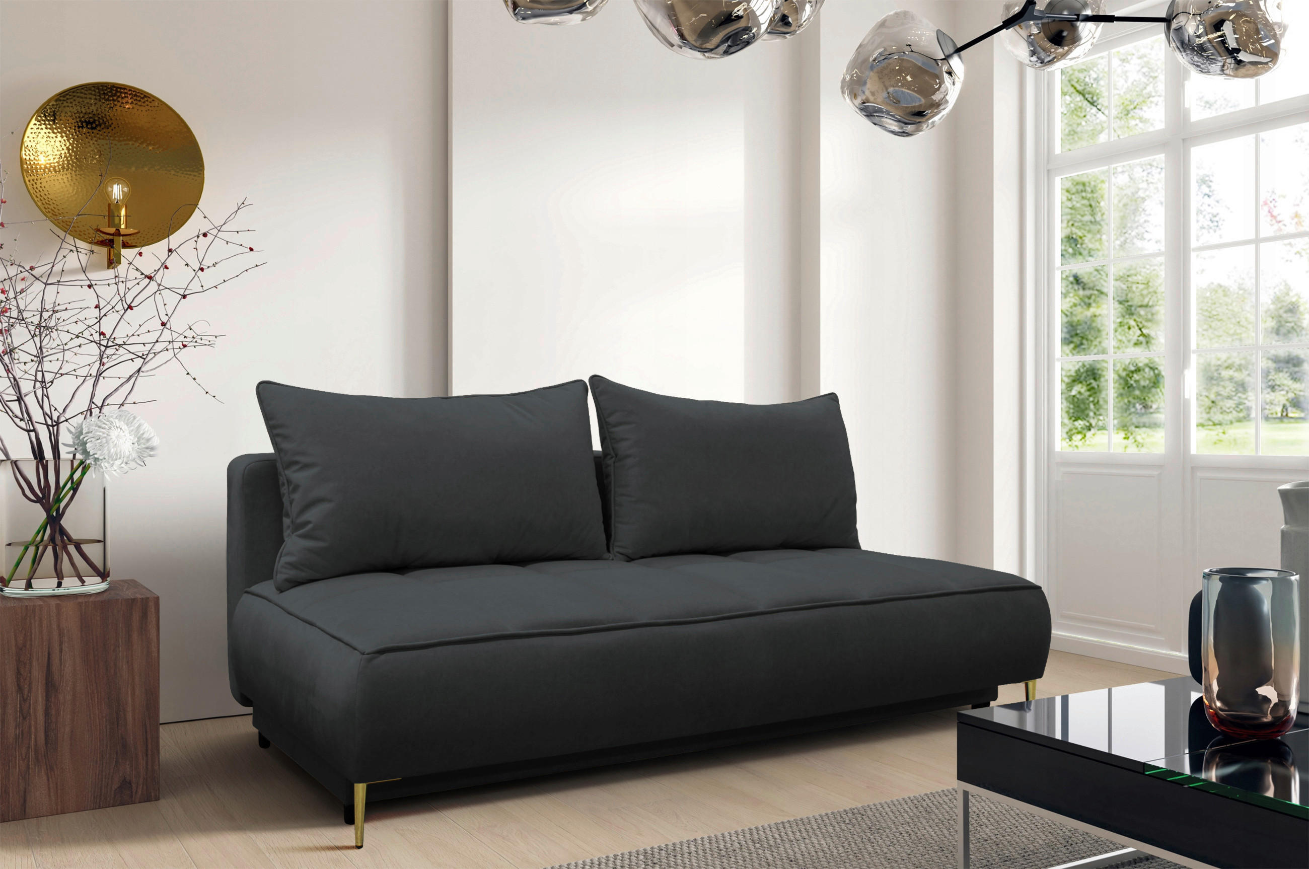 MID.YOU ROZKLÁDACÍ POHOVKA, textil, barvy grafitu