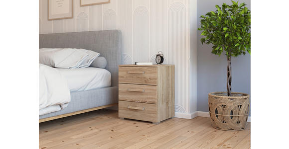 NACHTSCHRANK 50/61/42 cm  - Silberfarben/Sonoma Eiche, Design, Holzwerkstoff/Metall (50/61/42cm) - Novel