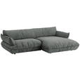 ECKSOFA  in Flachgewebe Dunkelgrau  264/185 cm  - Dunkelgrau/Schwarz, Design, Kunststoff/Textil (264/185cm) - Belluti