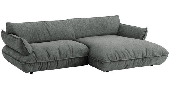 ECKSOFA  in Flachgewebe Dunkelgrau  264/185 cm  - Dunkelgrau/Schwarz, Design, Kunststoff/Textil (264/185cm) - Belluti