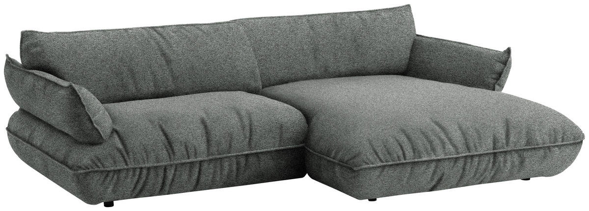 ECKSOFA  in Flachgewebe Dunkelgrau  264/185 cm  - Dunkelgrau/Schwarz, Design, Kunststoff/Textil (264/185cm) - Belluti