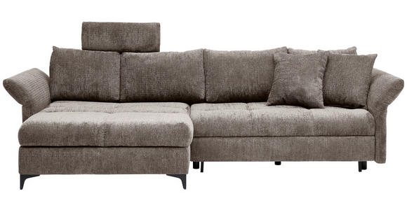 ECKSOFA in Chenille Taupe  - Taupe/Schwarz, KONVENTIONELL, Textil/Metall (291/153cm) - Hom`in