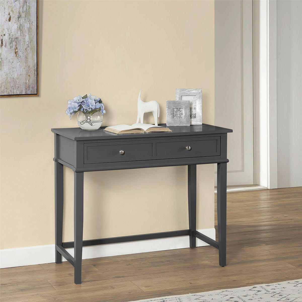 SCHREIBTISCH  in Schwarz  - Silberfarben/Schwarz, Design, Holzwerkstoff/Metall (89/75/45cm) - MID.YOU