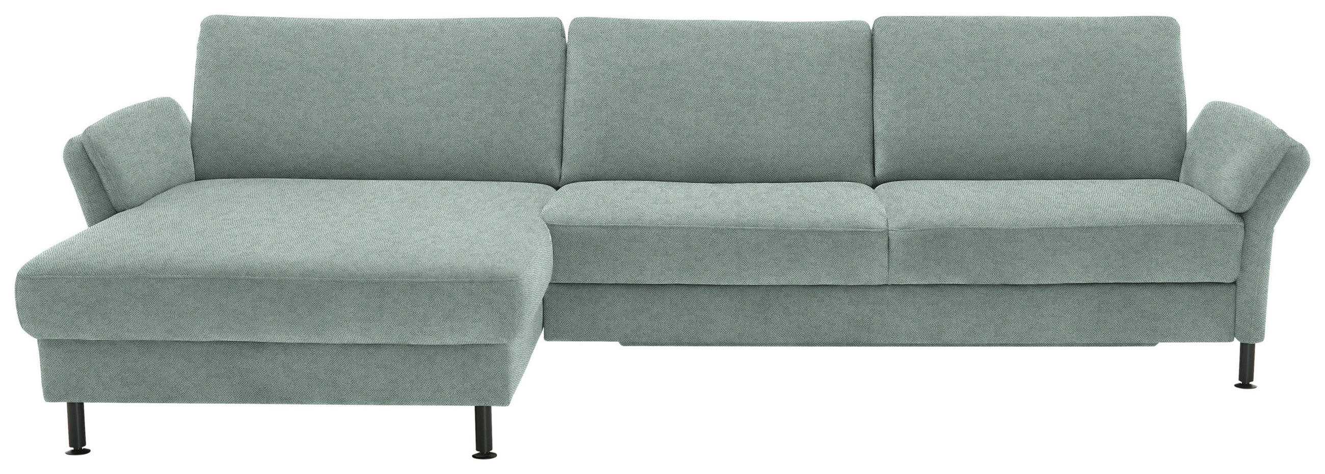 ECKSOFA  in Chenille, Flachgewebe Mintgrün  175/316 cm  - Schwarz/Mintgrün, Design, Textil/Metall (175/316cm) - Dieter Knoll