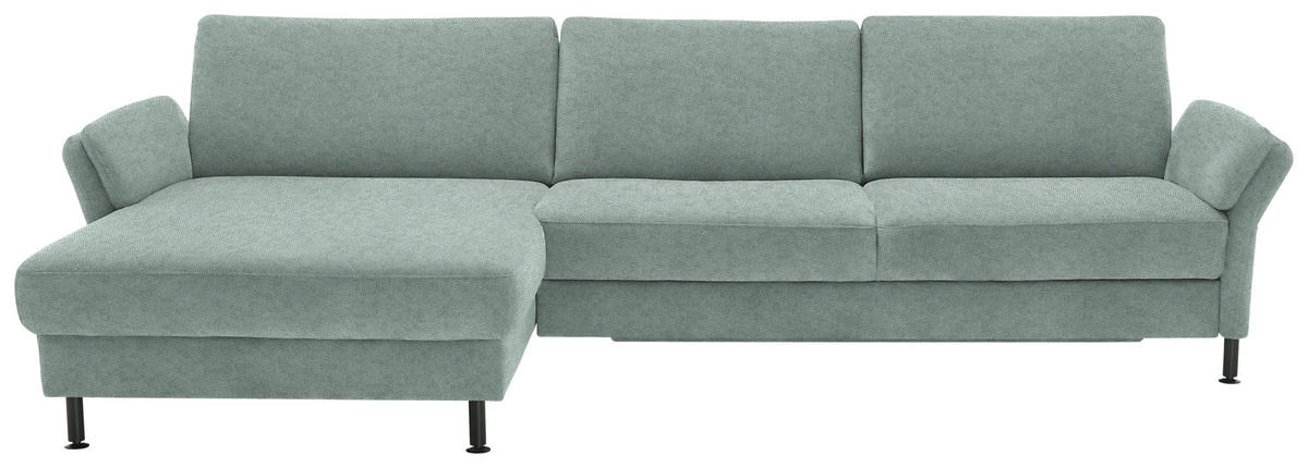 ECKSOFA  in Chenille, Flachgewebe Mintgrün  175/316 cm  - Schwarz/Mintgrün, Design, Textil/Metall (175/316cm) - Dieter Knoll
