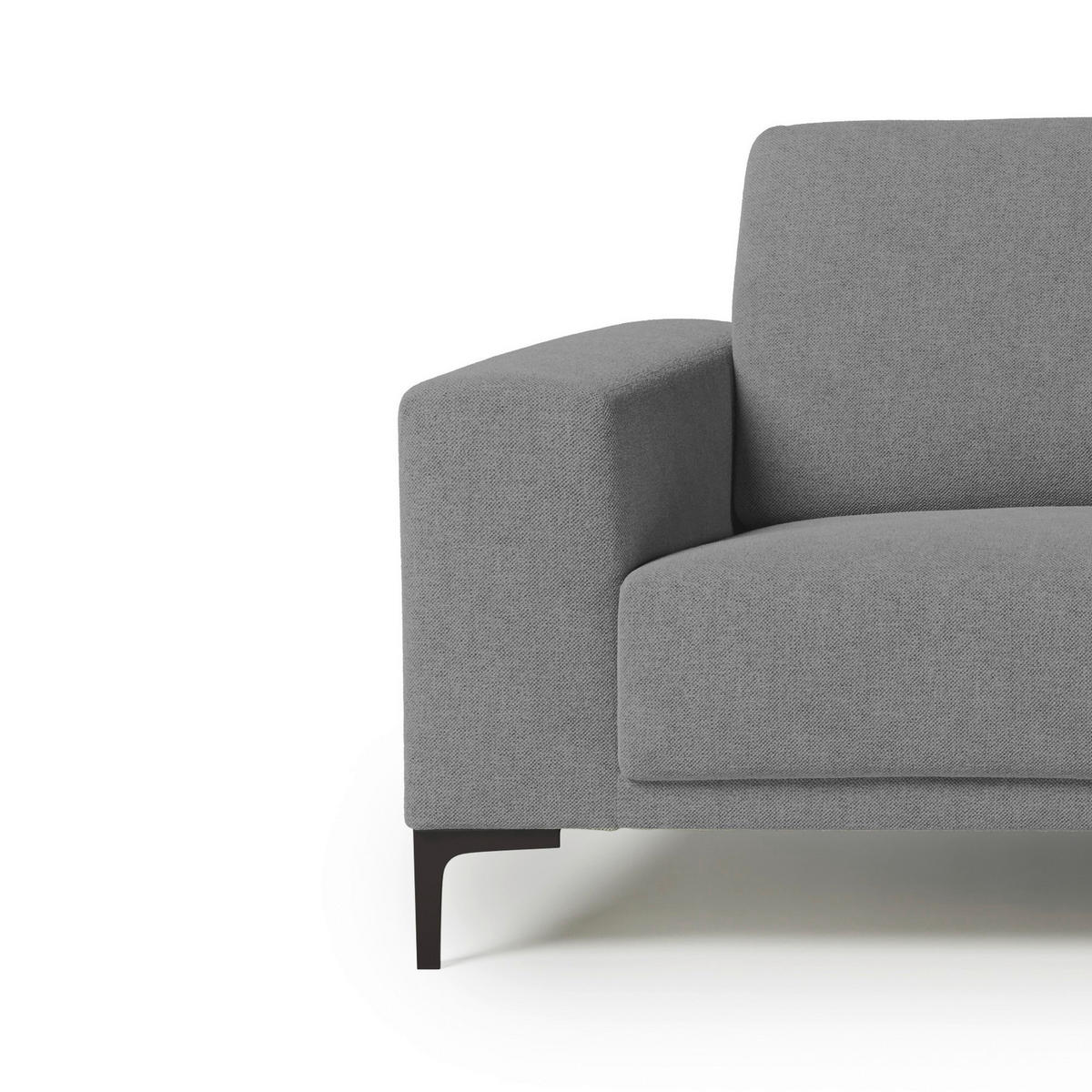 3-SITS SOFFA i flatväv grå  - svart/grå, Klassisk, metall/trä (224/85/88cm) - Carryhome