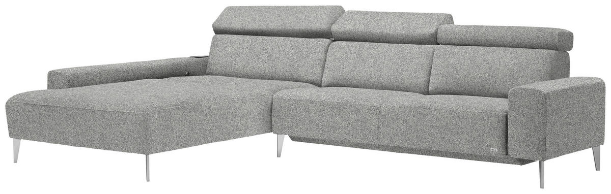 ECKSOFA  in Mikrovelours Naturfarben  205/308 cm  - Alufarben/Naturfarben, Design, Textil/Metall (205/308cm) - Sedda