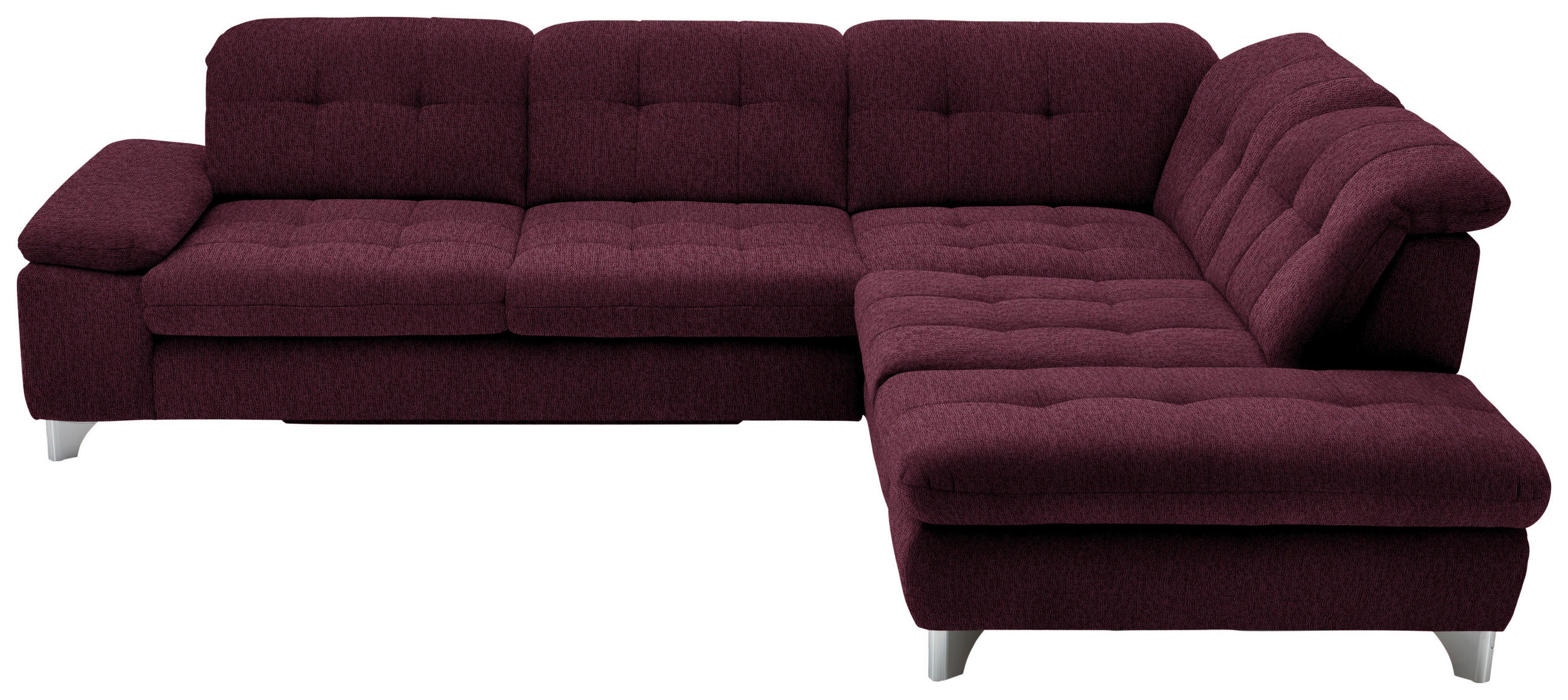 ECKSOFA in Chenille Aubergine  - Chromfarben/Aubergine, Design, Textil/Metall (310/260cm) - Beldomo Speed