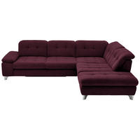 ECKSOFA in Chenille Aubergine  - Chromfarben/Aubergine, Design, Textil/Metall (310/260cm) - Beldomo Speed
