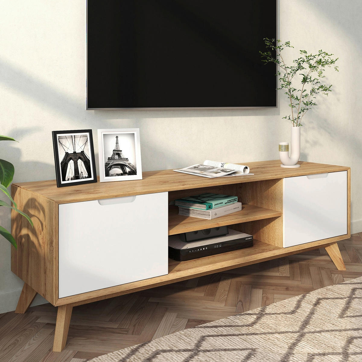 LOWBOARD ESSEN 135/45/40 cm  stehend  - Eiche Wotan/Weiß, Design, Holzwerkstoff (135/45/40cm) - Livetastic