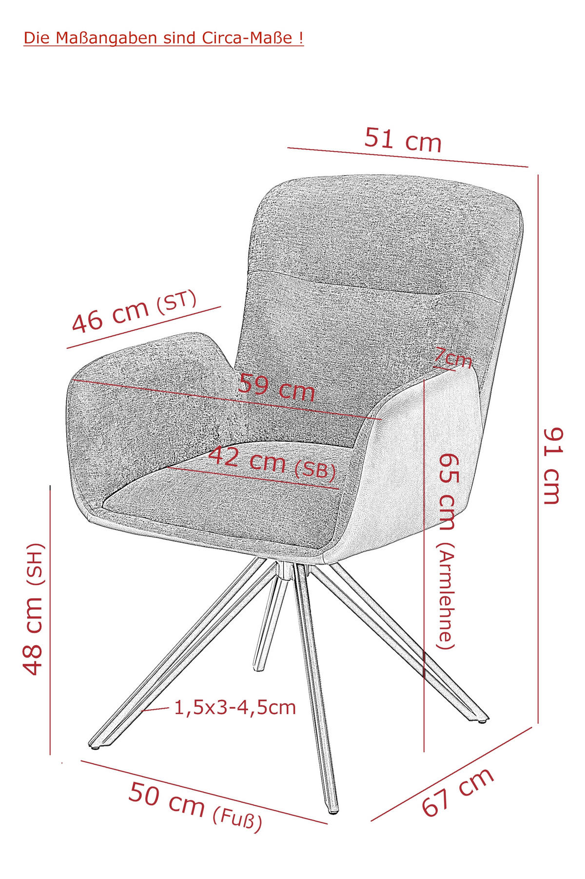 ARMLEHNSTUHL-SET 2 Stück  in Stahl Lederlook, Webstoff  - Schwarz, MODERN, Textil/Metall (57/91/67,5cm) - MID.YOU
