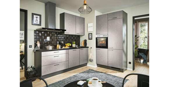 ECKKÜCHE 220/120 cm in Graphitfarben, Schwarz, Grau - Hellgrau/Schwarz, Design, Holzwerkstoff/Metall (220/120cm) - Xora