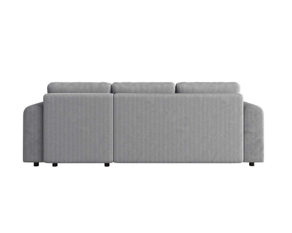 ECKSOFA inkl. Funktionen Hellgrau Cord  - Hellgrau/Schwarz, KONVENTIONELL, Kunststoff/Textil (260/200cm) - Xora