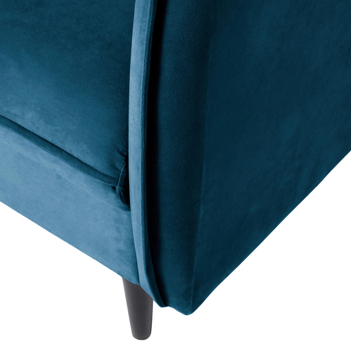 3-SITZER-SOFA JULI Samt Blau  - Blau/Schwarz, Design, Holz/Textil (203/86/100cm) - P & B