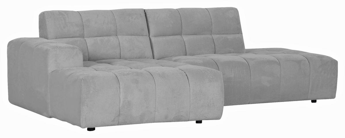 HÖRNSOFFA i plysch ljusgrå  - ljusgrå/svart, Klassisk, textil/plast (155/282cm) - MID.YOU