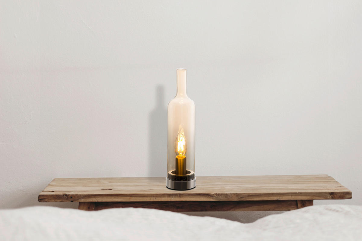 TISCHLEUCHTE 8,5/33 cm   - Bernsteinfarben, Basics, Glas/Metall (8,5/33cm) - Boxxx