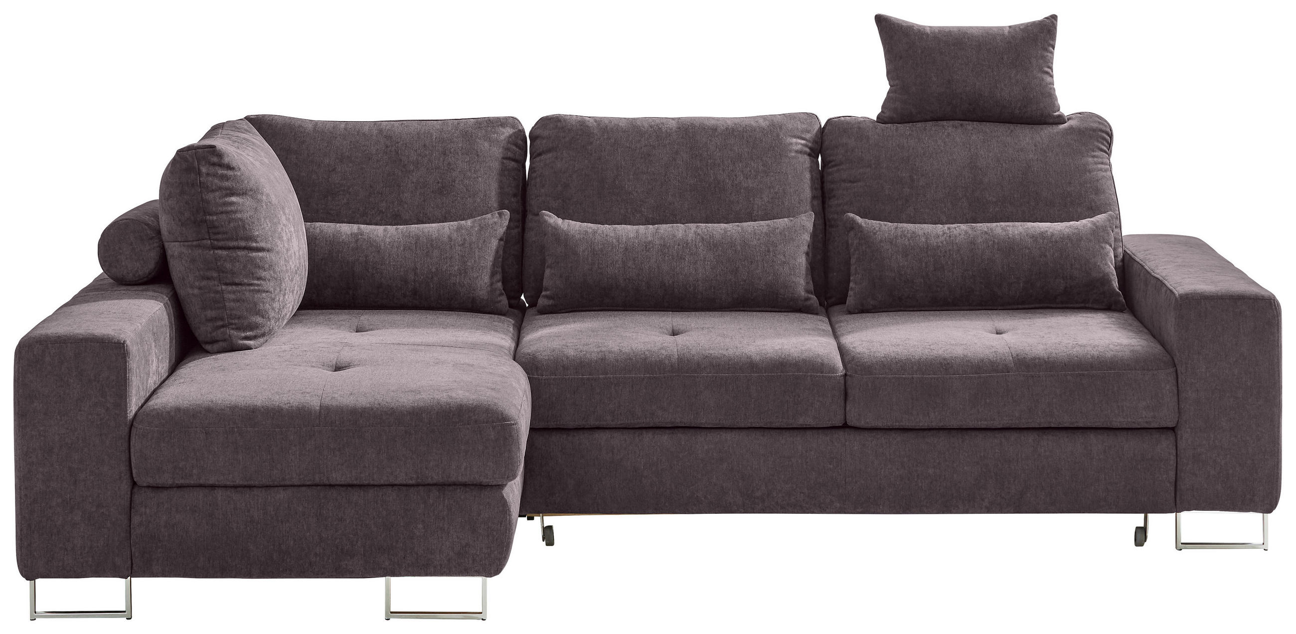 ECKSOFA Flachgewebe Taupe  - Taupe, Design, Textil/Metall (188/260cm) - Hom`in