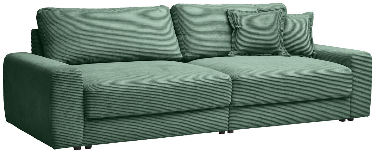 BIGSOFA in Cord Dunkelgrün  - Dunkelgrün/Schwarz, Modern, Kunststoff/Textil (278/93/112cm) - Carryhome