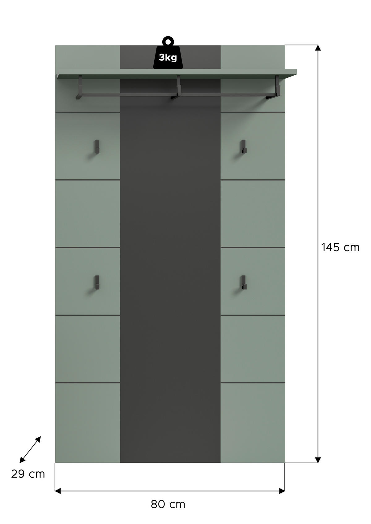 VEŠIAKOVÝ PANEL, 80/145/29 cm - Design, kompozitné drevo (80/145/29cm) - Livetastic