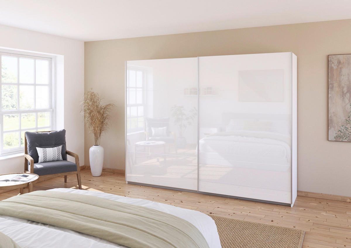 SCHWEBETÜRENSCHRANK  in Weiß  - Alufarben/Weiß, KONVENTIONELL, Holzwerkstoff/Metall (271/210/62cm) - Xora